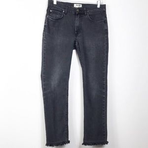 Acne Studios Ace Cash Released Frayed Hem Denim Jeans, Black/Grey